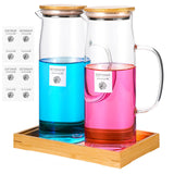 Glass Laundry Detergent Dispenser Set with Tray & Labels