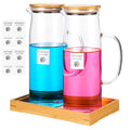 Glass Laundry Detergent Dispenser Set with Tray & Labels