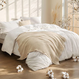 5 Pieces King Comforter Set with Cotton Waffle Throw Blanket
