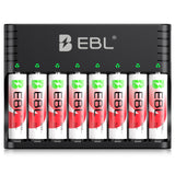 EBL Rechargeable Lithium AA Batteries 8 Pack