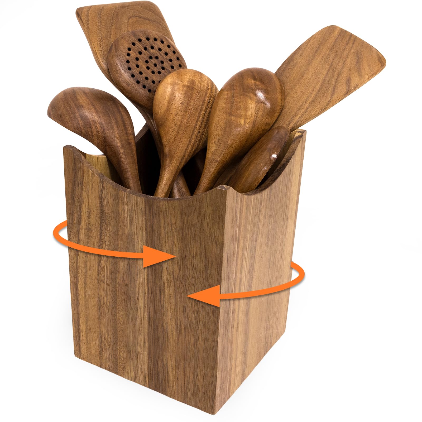 Rotating Wooden Utensil Holde
