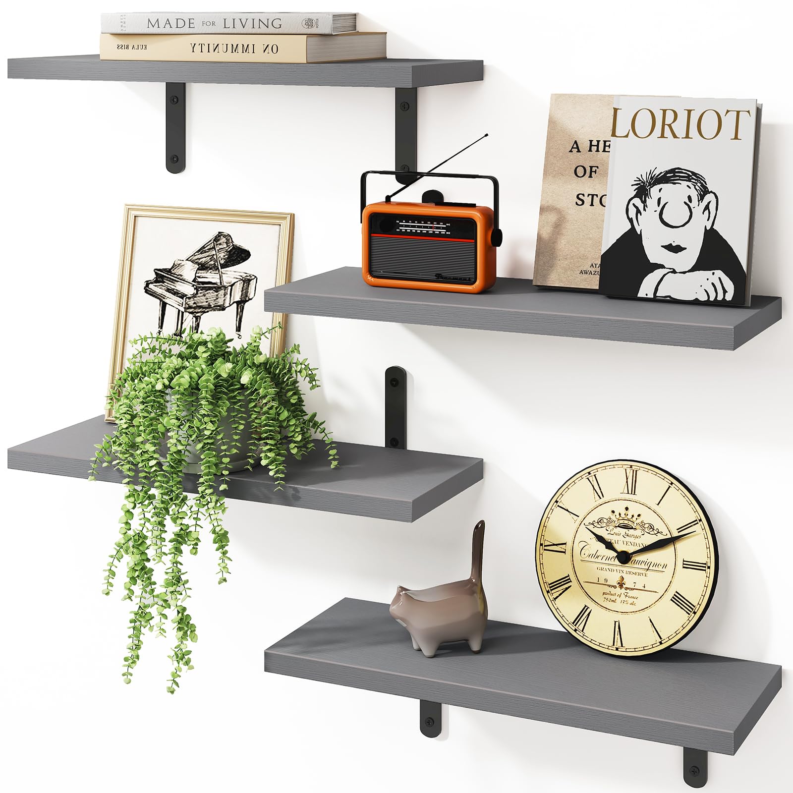 Grey Floating Shelves
