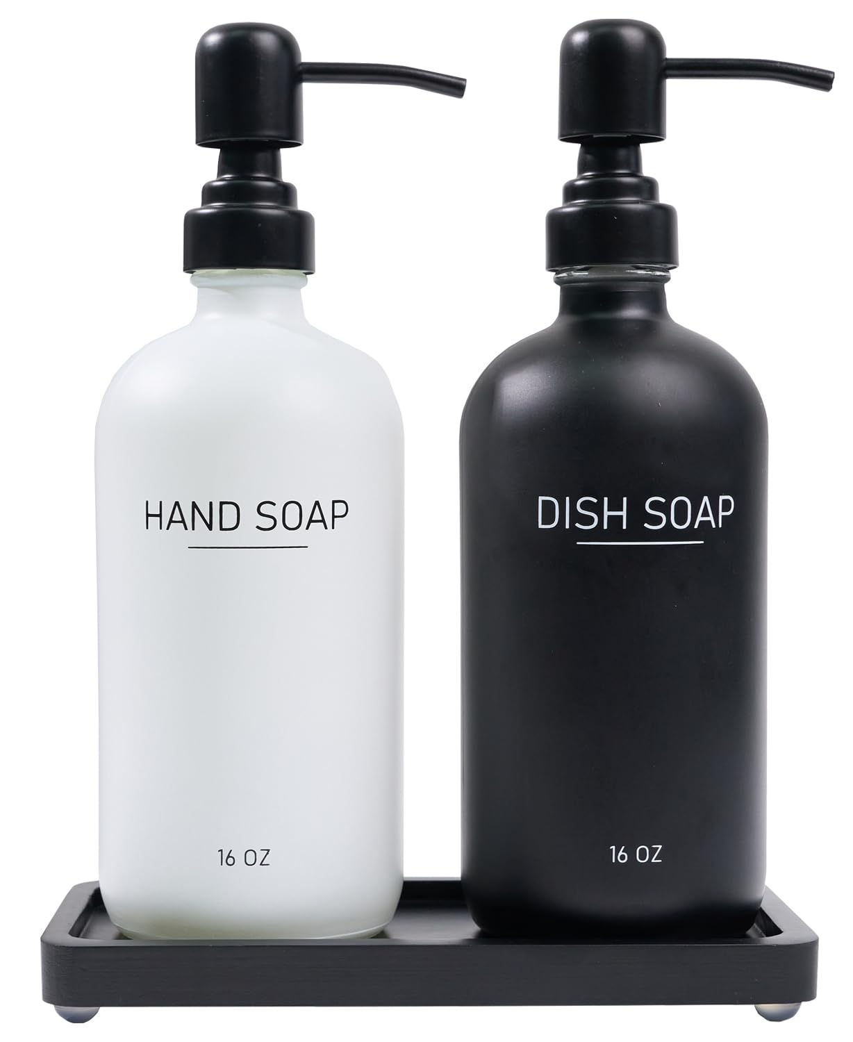 Black & White Soap Dispenser Set