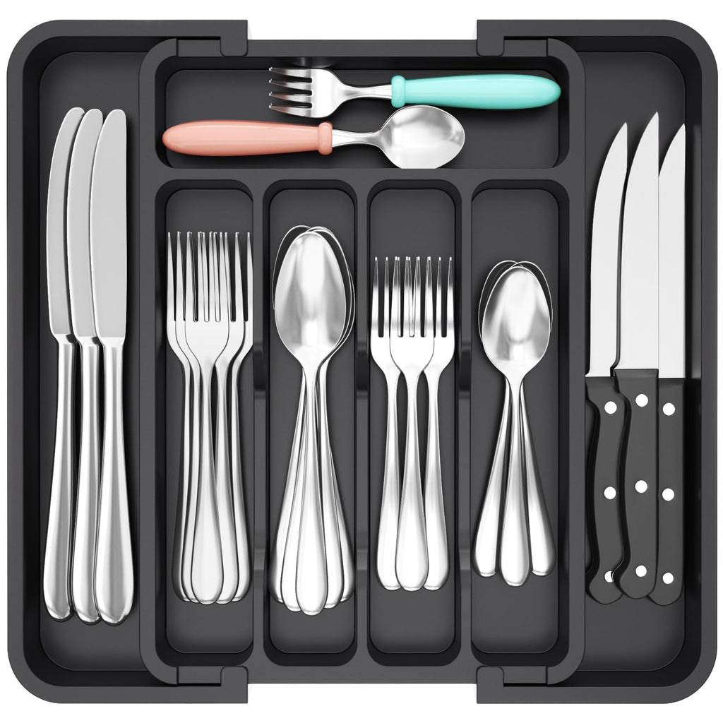 Black Silverware Drawer Organizer