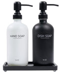 Black & White Soap Dispenser Set